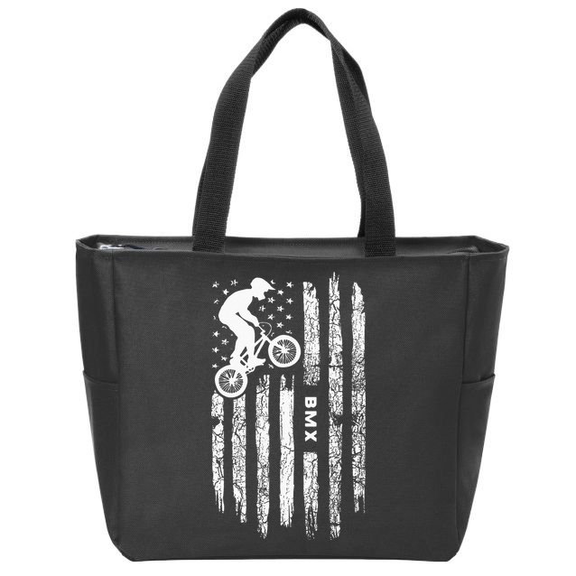 American Flag BMX Clothing BMX Rider Vintage BMX Zip Tote Bag