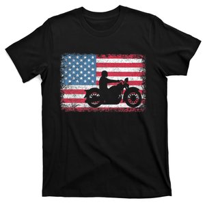 American Flag Biker Motorcycle Usa Flag 4th Of July T-Shirt