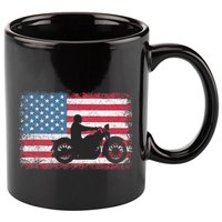 American Flag Biker Motorcycle Usa Flag 4th Of July 11oz C Handle Ceramic Mug