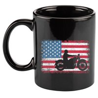 American Flag Biker Motorcycle Usa Flag 4th Of July 11oz C Handle Ceramic Mug