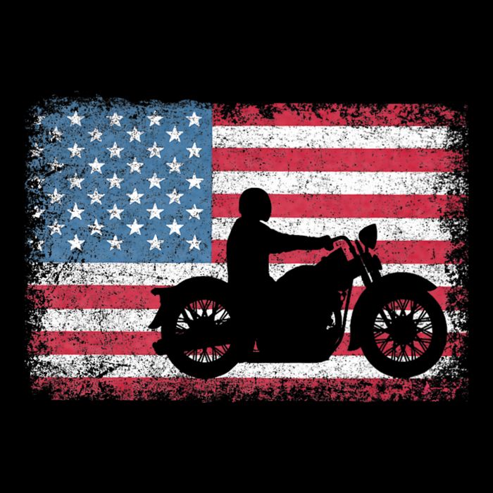 American Flag Biker Motorcycle Usa Flag 4th Of July Drawstring Bag