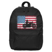 American Flag Biker Motorcycle Usa Flag 4th Of July 16 in Basic Backpack