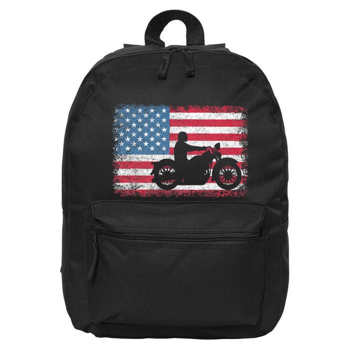 American Flag Biker Motorcycle Usa Flag 4th Of July 16 in Basic Backpack