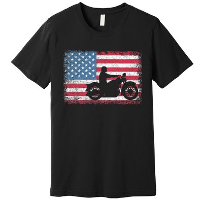 American Flag Biker Motorcycle Usa Flag 4th Of July Premium T-Shirt