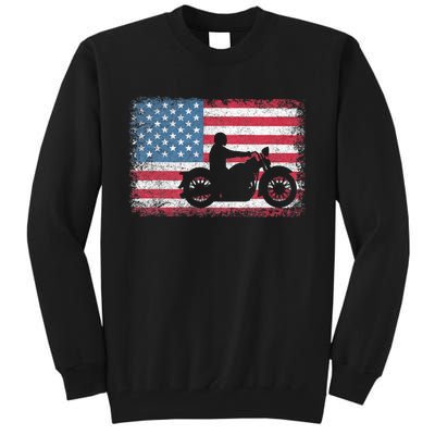 American Flag Biker Motorcycle Usa Flag 4th Of July Tall Sweatshirt