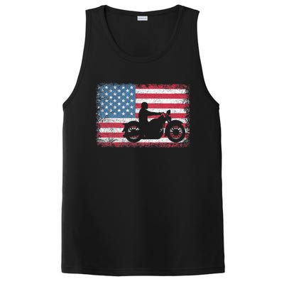 American Flag Biker Motorcycle Usa Flag 4th Of July PosiCharge Competitor Tank