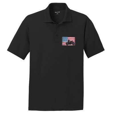 American Flag Biker Motorcycle Usa Flag 4th Of July PosiCharge RacerMesh Polo