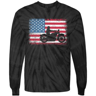 American Flag Biker Motorcycle Usa Flag 4th Of July Tie-Dye Long Sleeve Shirt