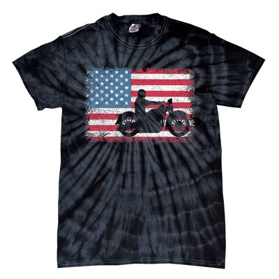 American Flag Biker Motorcycle Usa Flag 4th Of July Tie-Dye T-Shirt