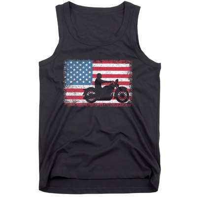 American Flag Biker Motorcycle Usa Flag 4th Of July Tank Top