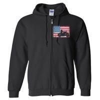 American Flag Biker Motorcycle Usa Flag 4th Of July Full Zip Hoodie