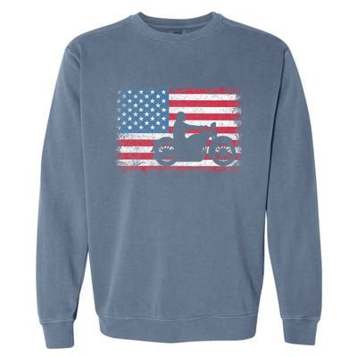 American Flag Biker Motorcycle Usa Flag 4th Of July Garment-Dyed Sweatshirt