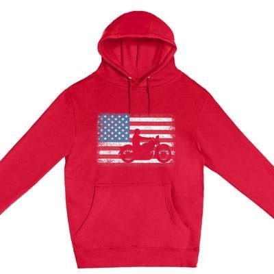 American Flag Biker Motorcycle Usa Flag 4th Of July Premium Pullover Hoodie