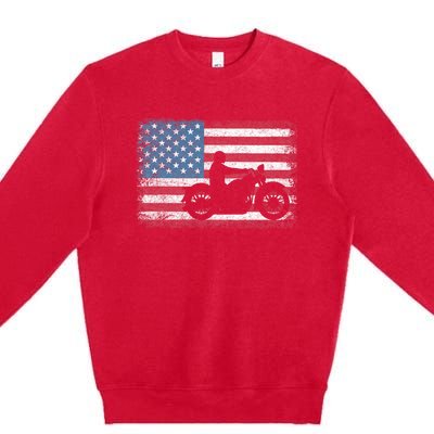 American Flag Biker Motorcycle Usa Flag 4th Of July Premium Crewneck Sweatshirt