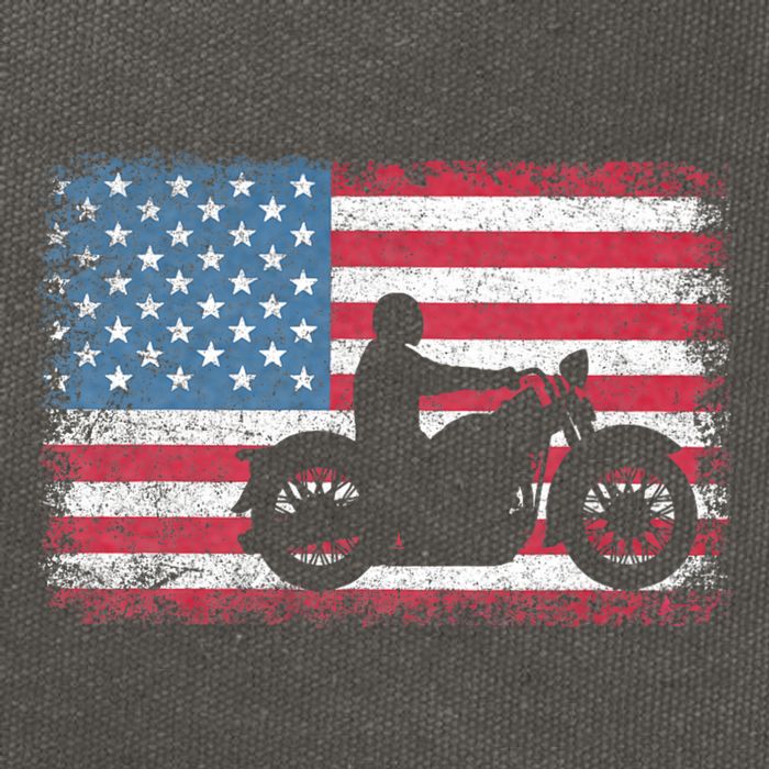American Flag Biker Motorcycle Usa Flag 4th Of July Cotton Canvas Backpack
