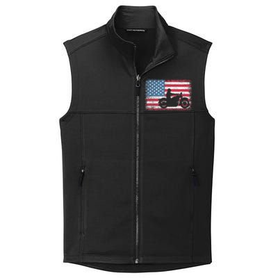 American Flag Biker Motorcycle Usa Flag 4th Of July Collective Smooth Fleece Vest