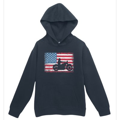 American Flag Biker Motorcycle Usa Flag 4th Of July Urban Pullover Hoodie