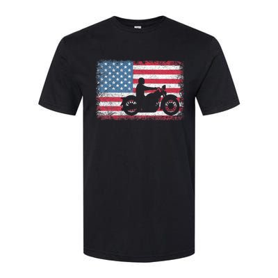 American Flag Biker Motorcycle Usa Flag 4th Of July Softstyle CVC T-Shirt