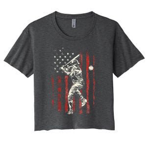 American Flag Baseball Team Women's Crop Top Tee