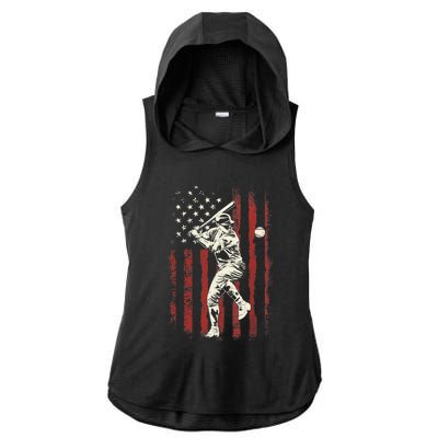 American Flag Baseball Team Gift for Boy Ladies PosiCharge Tri-Blend Wicking Draft Hoodie Tank