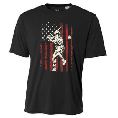 American Flag Baseball Team Gift for Boy Cooling Performance Crew T-Shirt