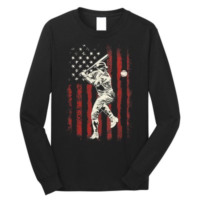 American Flag Baseball Team Gift for Boy Long Sleeve Shirt