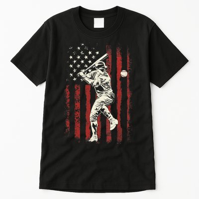 American Flag Baseball Team Gift for Boy Tall T-Shirt