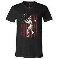 American Flag Baseball Team Gift for Boy V-Neck T-Shirt