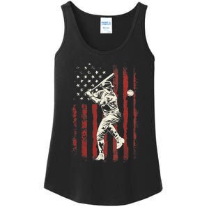 American Flag Baseball Team Gift for Boy Ladies Essential Tank