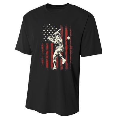 American Flag Baseball Team Gift for Boy Performance Sprint T-Shirt