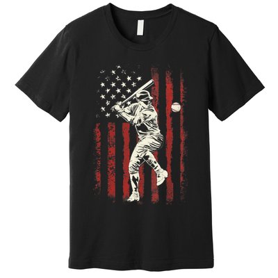 American Flag Baseball Team Gift for Boy Premium T-Shirt