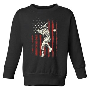 American Flag Baseball Team Gift for Boy Toddler Sweatshirt