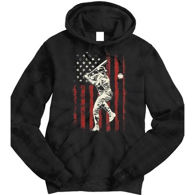 American Flag Baseball Team Gift for Boy Tie Dye Hoodie