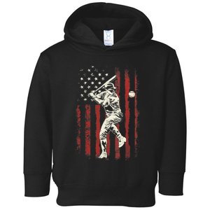 American Flag Baseball Team Gift for Boy Toddler Hoodie