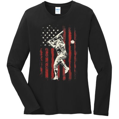 American Flag Baseball Team Gift for Boy Ladies Long Sleeve Shirt