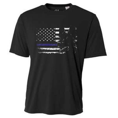 American Flag Blue Line Flag Patriotic K 9 Police Dog Cooling Performance Crew T-Shirt