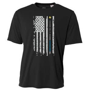 American Flag Billiard Pool Player Cooling Performance Crew T-Shirt