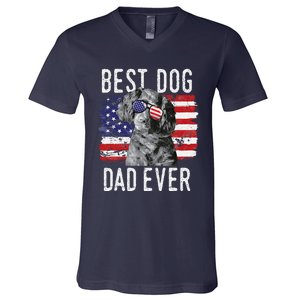 American Flag Best Dog Dad Ever Boykin Spaniel Usa V-Neck T-Shirt