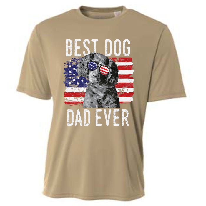 American Flag Best Dog Dad Ever Boykin Spaniel Usa Cooling Performance Crew T-Shirt