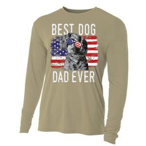 American Flag Best Dog Dad Ever Boykin Spaniel Usa Cooling Performance Long Sleeve Crew