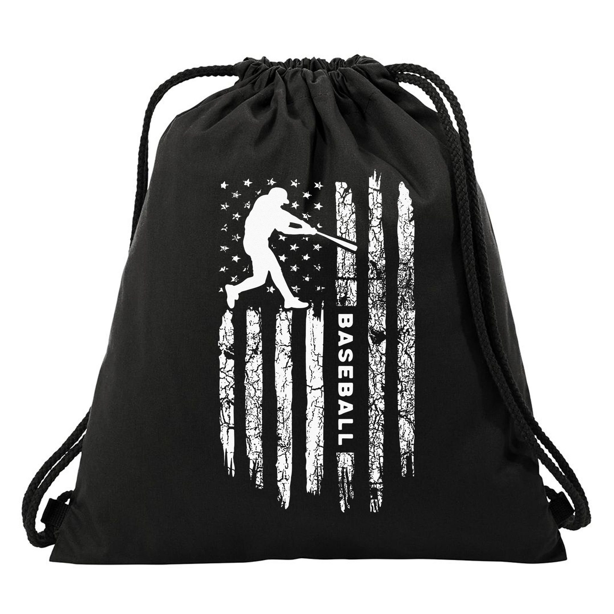 American Flag Baseball Apparel Vintage Baseball Drawstring Bag