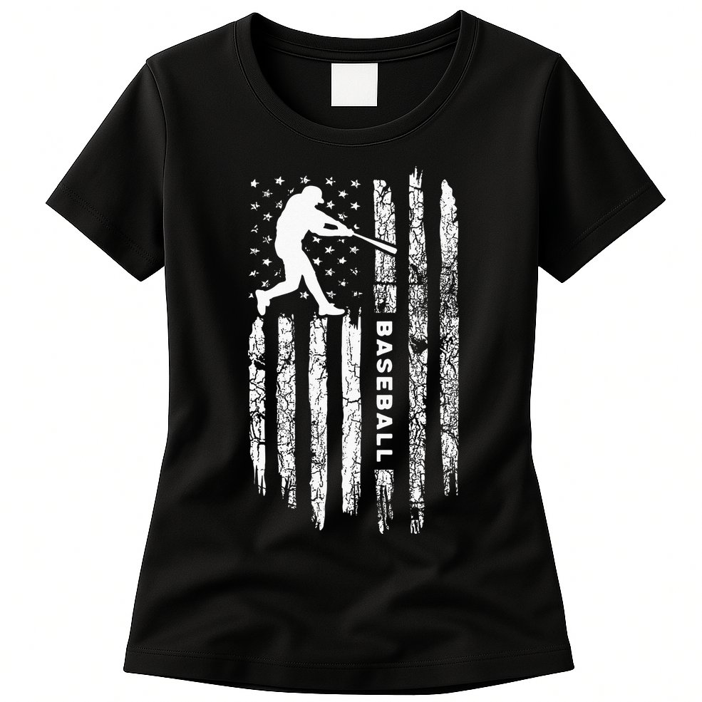 American Flag Baseball Apparel Vintage Baseball Womens T-Shirt