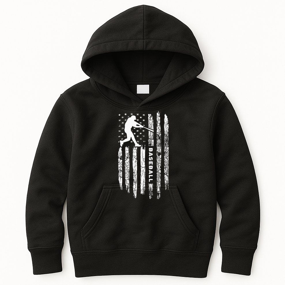 American Flag Baseball Apparel Vintage Baseball Kids Hoodie