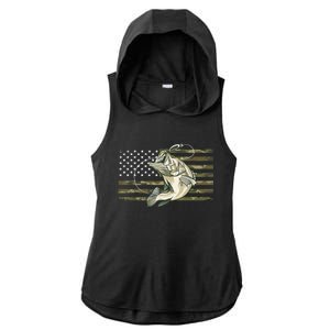 American Flag Bass Fish Fisherman Fishing Camouflage Us Camo Gift Ladies PosiCharge Tri-Blend Wicking Draft Hoodie Tank