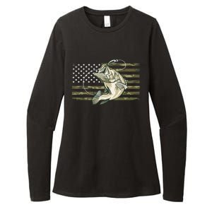 American Flag Bass Fish Fisherman Fishing Camouflage Us Camo Gift Womens CVC Long Sleeve Shirt