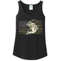 American Flag Bass Fish Fisherman Fishing Camouflage Us Camo Gift Ladies Essential Tank