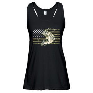 American Flag Bass Fish Fisherman Fishing Camouflage Us Camo Gift Ladies Essential Flowy Tank