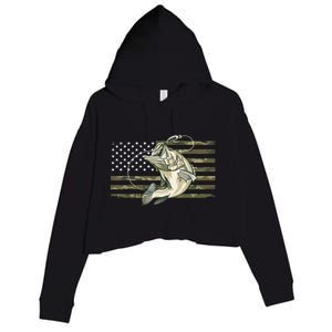 American Flag Bass Fish Fisherman Fishing Camouflage Us Camo Gift Crop Fleece Hoodie