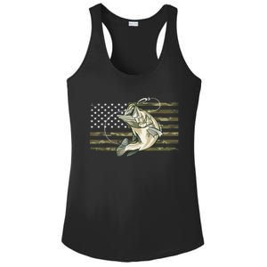 American Flag Bass Fish Fisherman Fishing Camouflage Us Camo Gift Ladies PosiCharge Competitor Racerback Tank