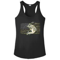 American Flag Bass Fish Fisherman Fishing Camouflage Us Camo Gift Ladies PosiCharge Competitor Racerback Tank